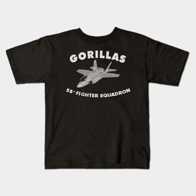 58th Fighter Squadron Gorillas F35 USAF Kids T-Shirt by DesignedForFlight